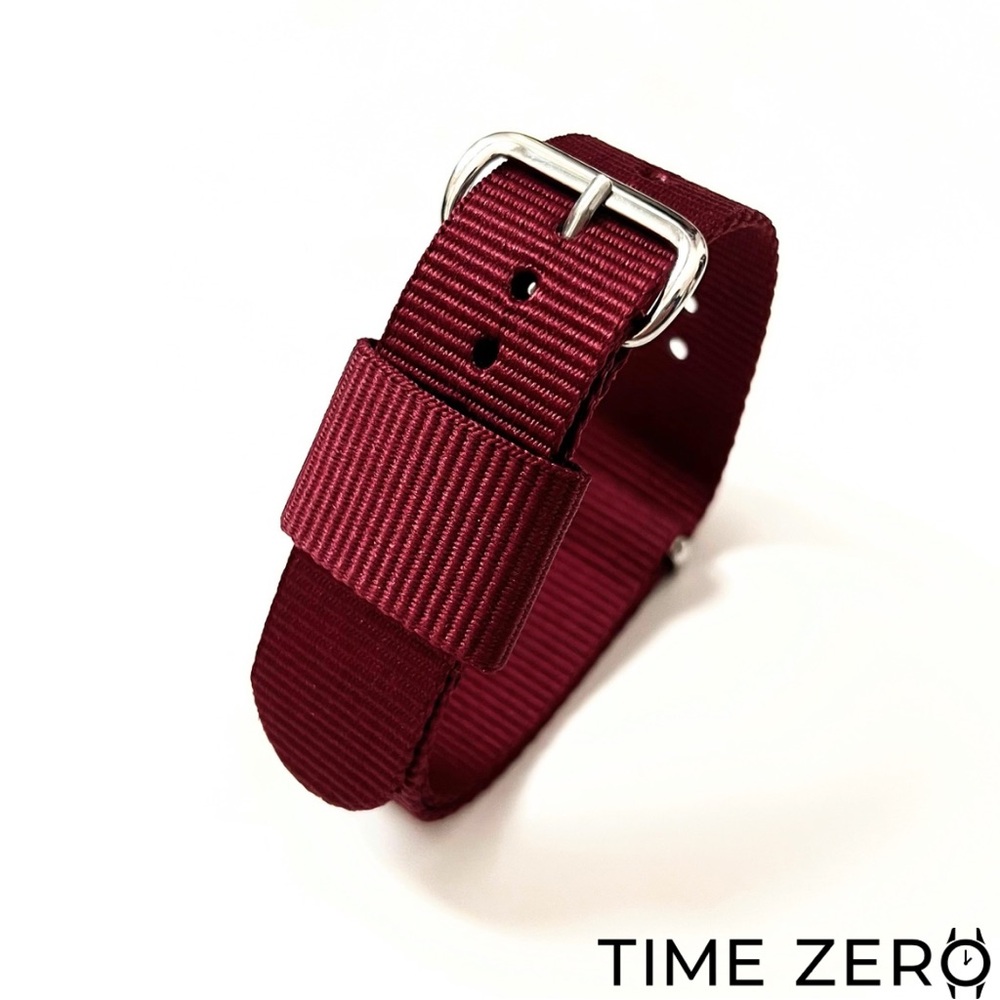 New Maroon/Red Ribbed Nylon NATO Watch Strap (CLEARANCE)